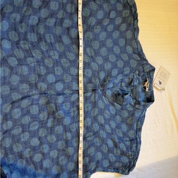 NWT FLAX Designs Linen Shirt Spartan Pullover OCEAN DOT L - Picture 11 of 12